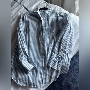 AYR deep end white and blue striped button down top XS